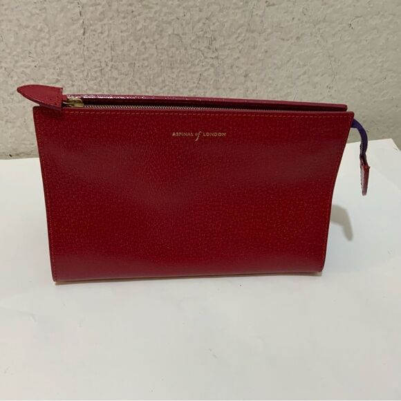 NWOT Aspinal of London red reptile cosmetic case. - Picture 3 of 13